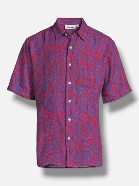 Thorsun Mens' Red Printed Cotton Shirt Size Small
